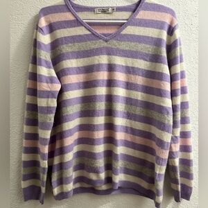 Lochmere Women’s 100% Cashmere Striped Sweater